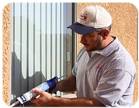 Caulking a window